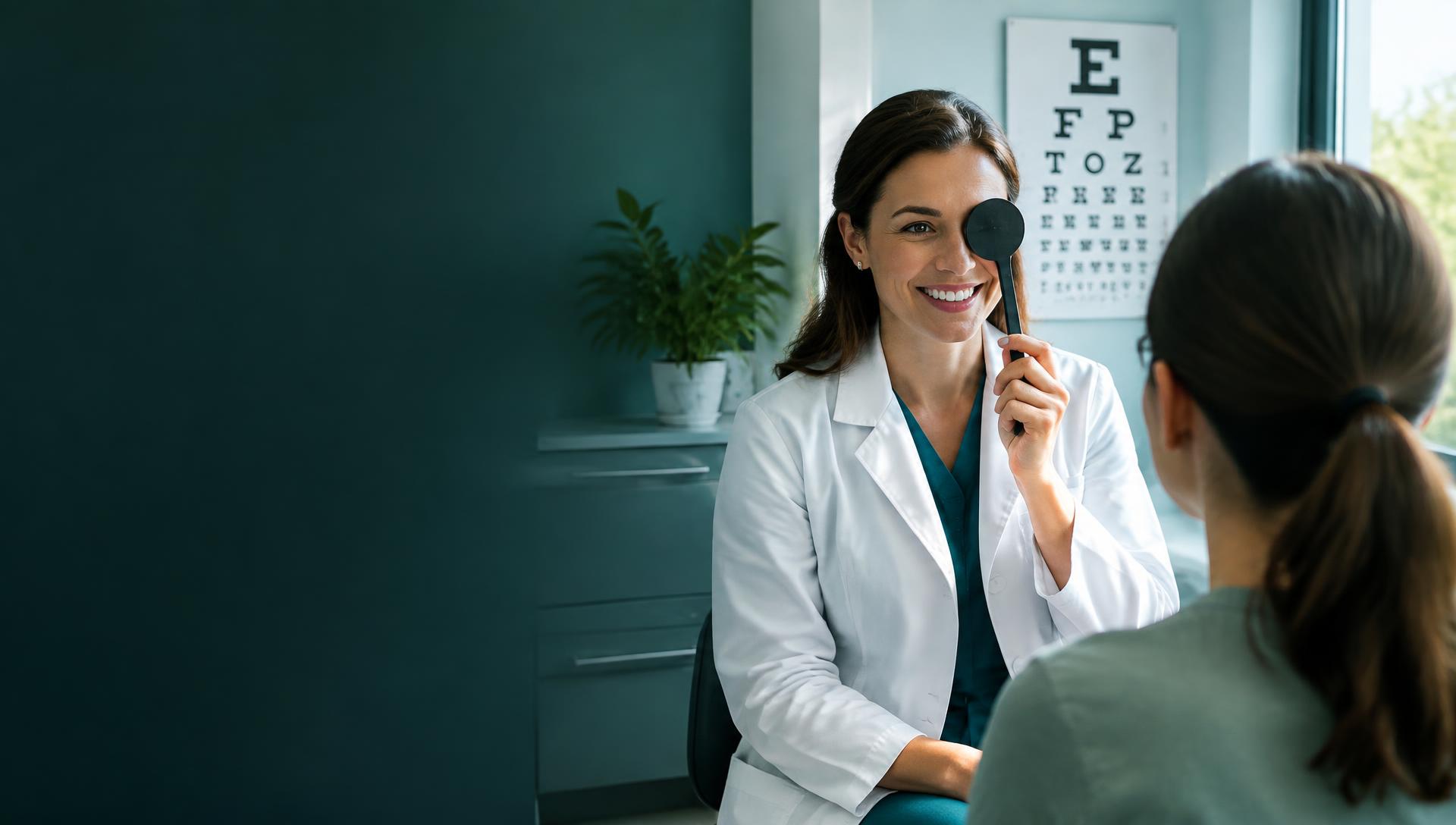 Medico che esegue il test della vista a una paziente